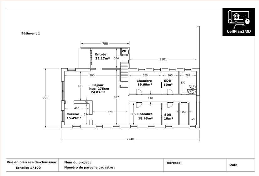 Vue en plan d'une habitation