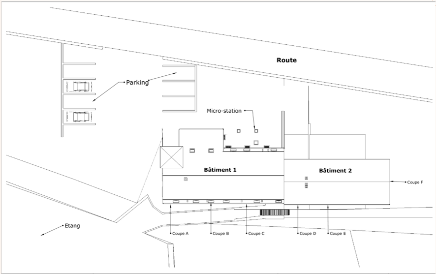 Vue de situation d'un bâtiment